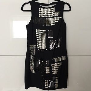Bebe beaded shift dress open back NWOT